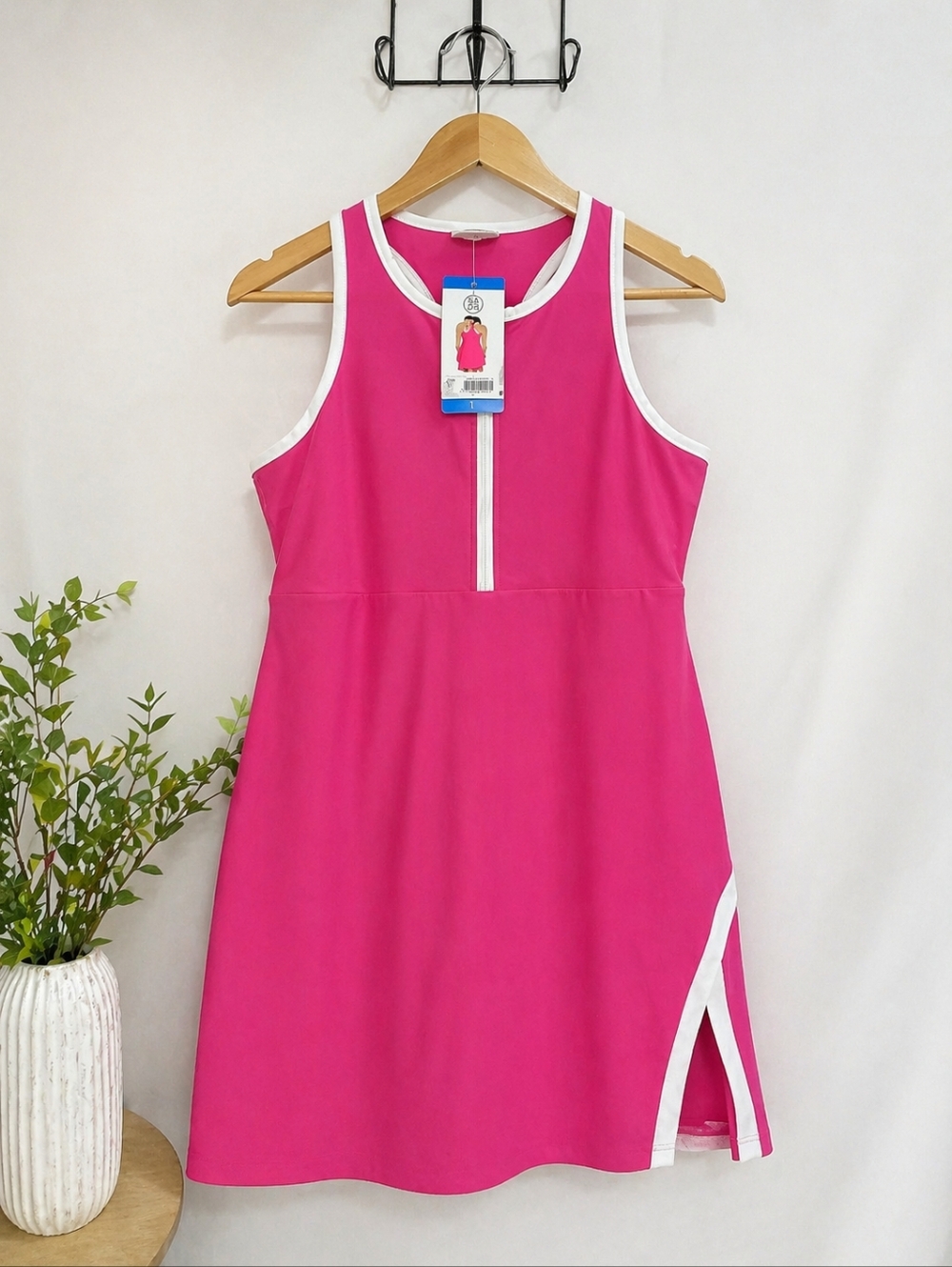 Sage Collective Pink Tennis Dress L Built In Shorts Golf Athleisure NWT